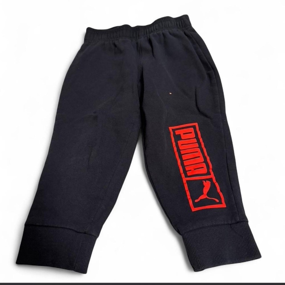 PUMA Kids Black Sweatpants with Red Graphic